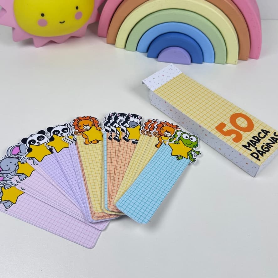 50 Marca Página ou Marcador de páginas BICHINHO CUTE ESTRELA sortidos, acabamento fosco Pronta entrega