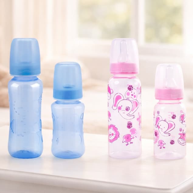 Kit Mamadeira Bico Silicone Anplas Petita Rosa/Azul 240ml + 140ml