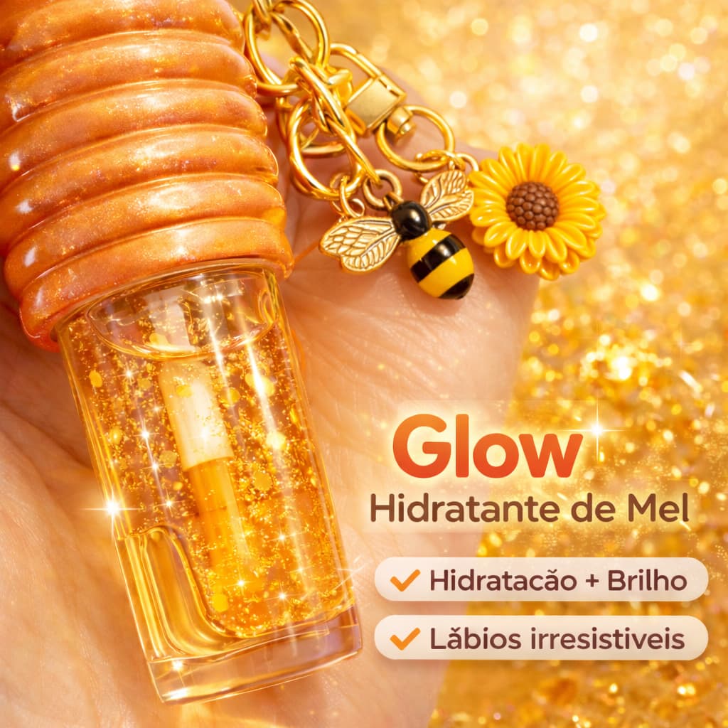 Lip Oil Gloss Honey  Chaveiro Hidratante Labial Fofo Portátil – Acessório Bolsa