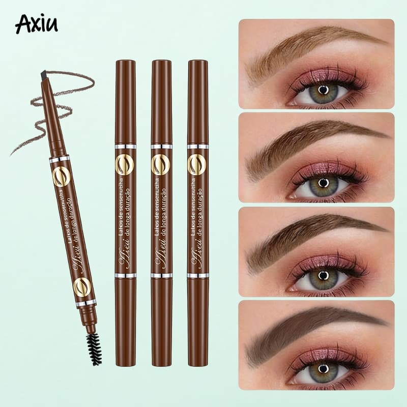 🌸AXIU-1🌸 Lapis Para Sobrancelha À Prova D'água De Cabeça Dupla Caneta Preto Castanho Escuro Castanho Médio