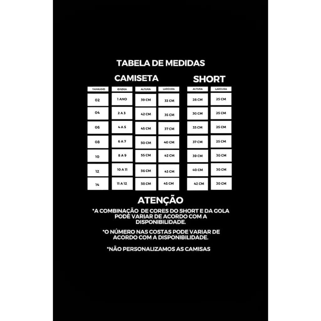 Kit conjunto futebol infantil internacionais 06 a 14 anos