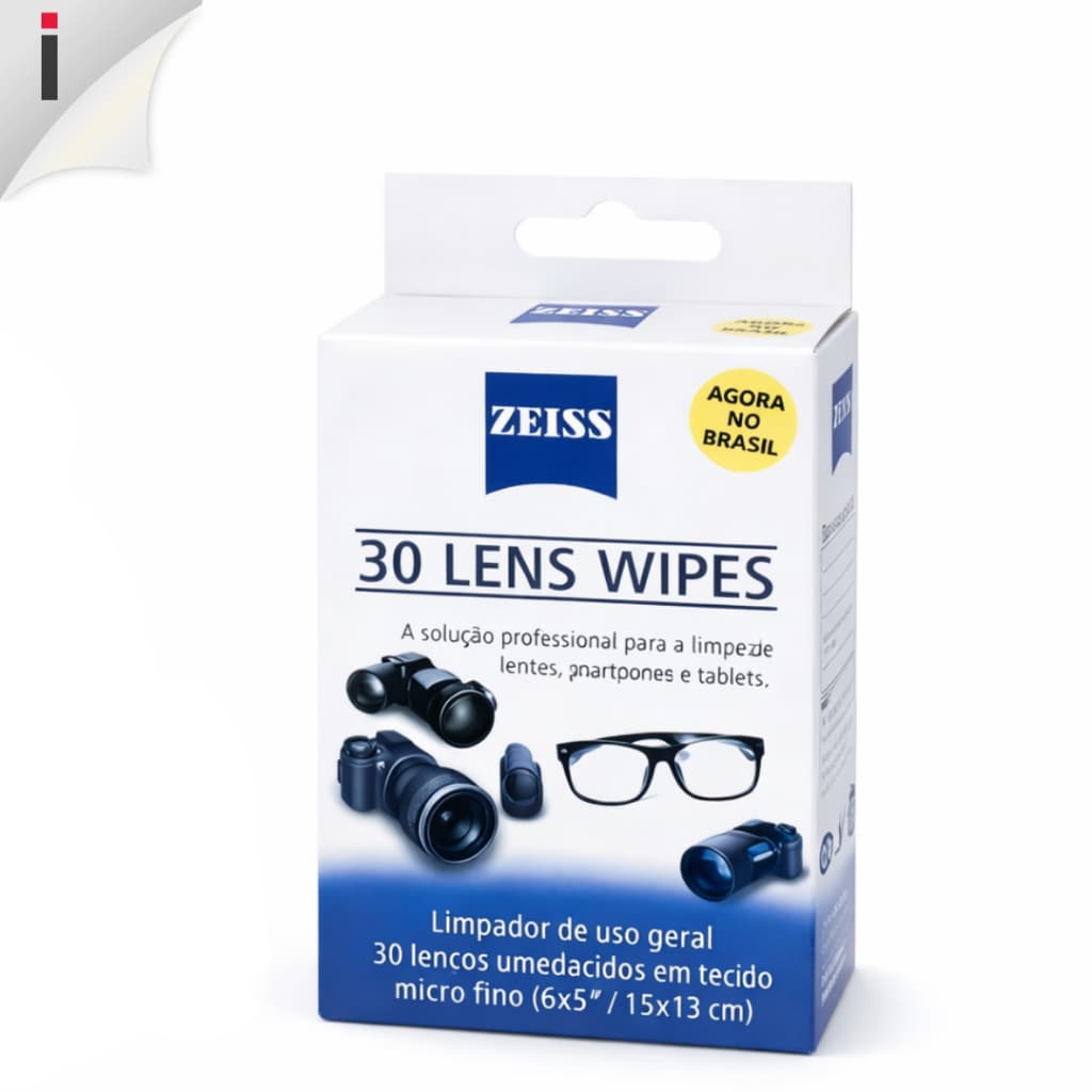 Kit 30 Lens Wipes Zeiss Lenços de Limpeza de Óculos  Pré umedecidos Lentes Oticas Telas em Geral
