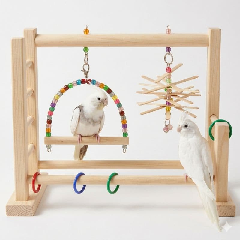 Playground Parquinho Rústico Médio (M) Reforçado para Aves Calopsita Ring Neck Periquito e Agapornis