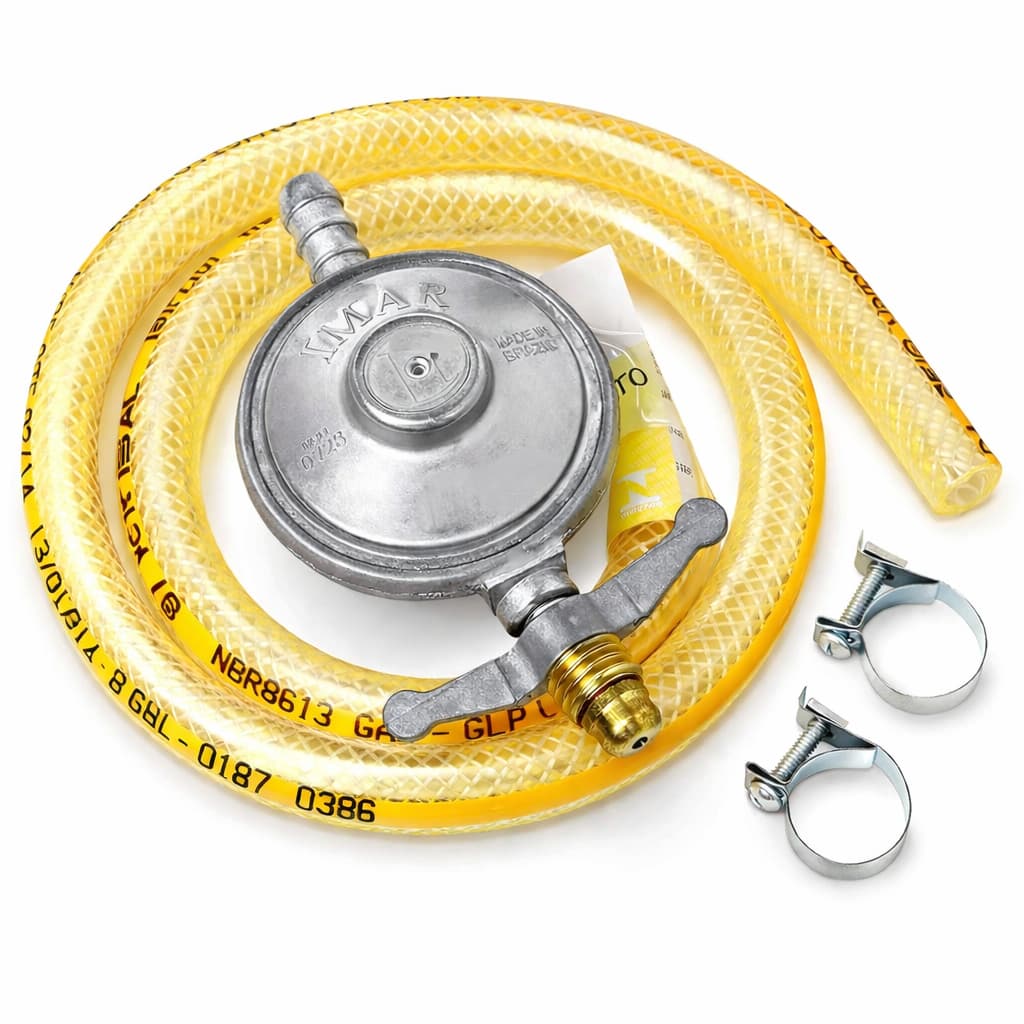 Registro Regulador de Gás para sua Cozinha com Mangueira e 2 Abraçadeiras para Fogão