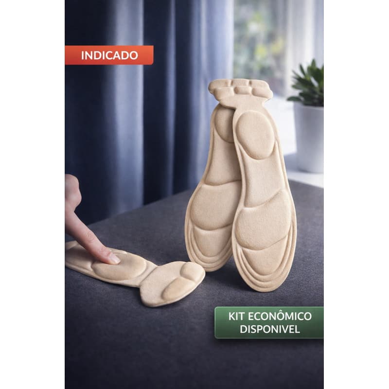 Palmilha Ortopédica Anatômica Recortável Protetor Calcanhar Alívio Pés Cansados.