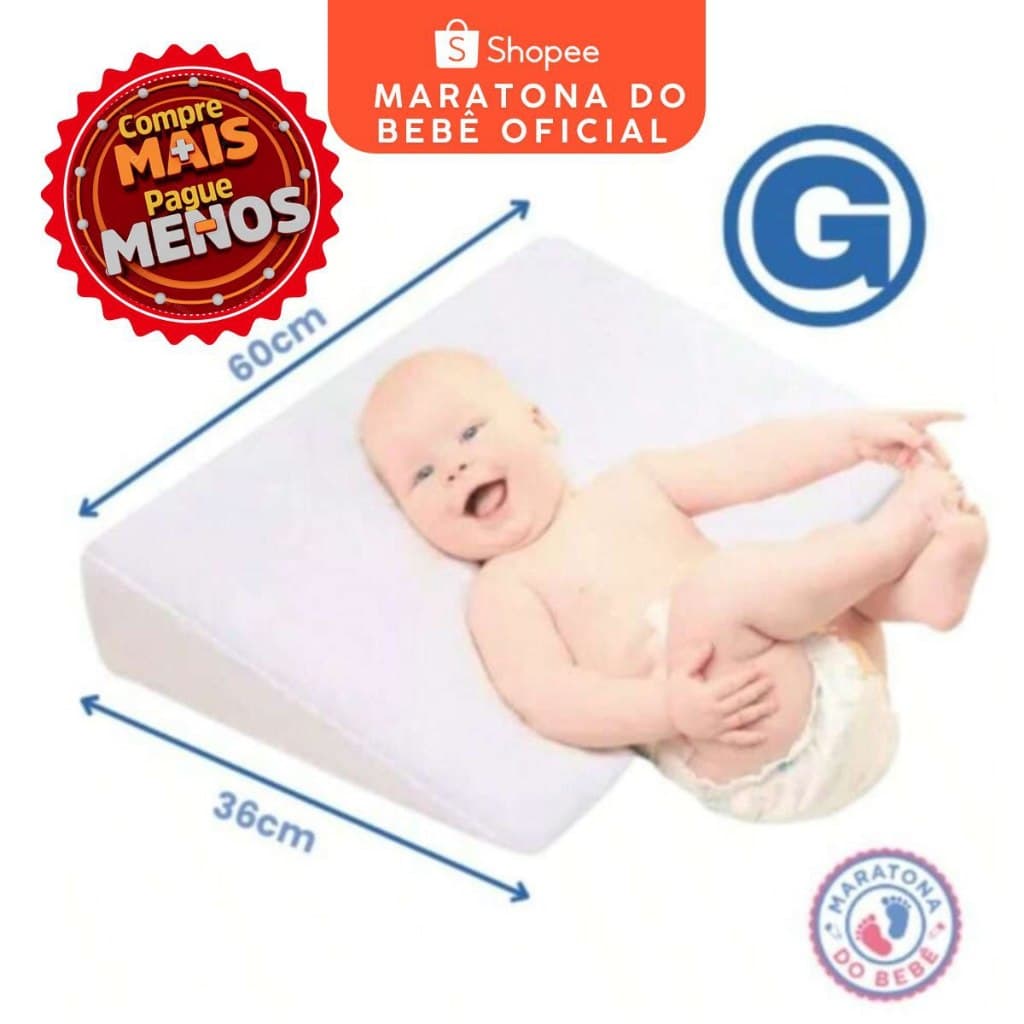 Travesseiro Anti Refluxo para Berço AMERICANO Cama Rampa Enchimento + 1 Fronha Lavável