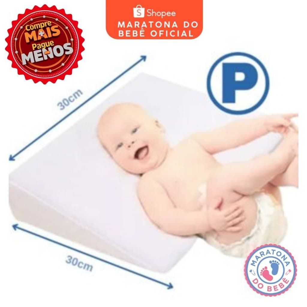 Travesseiro Anti Refluxo Carrinho Mini Berço Rampa Enchimento + 1 Fronhas Confortável