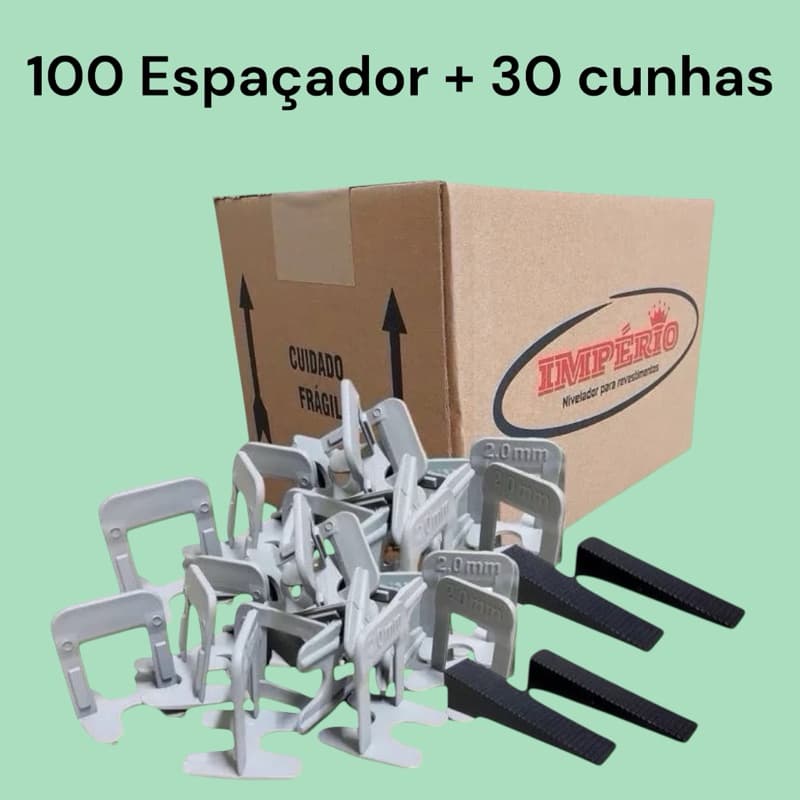 100 Espaçador + 30 Cunhas para Piso Porcelanato Slim