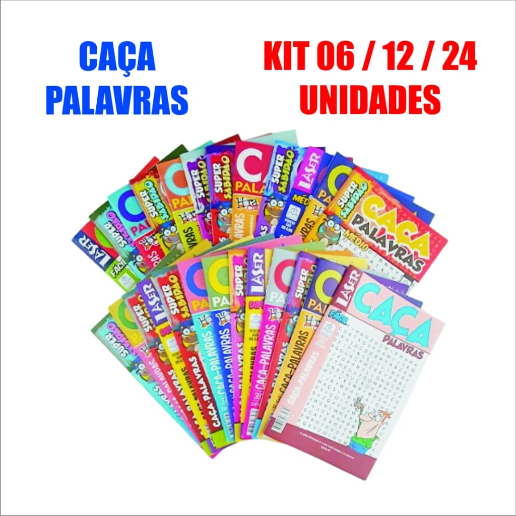 Kit com 06 / 12 / 24 - Revistas Passatempo - Caça Palavras - Sortidas