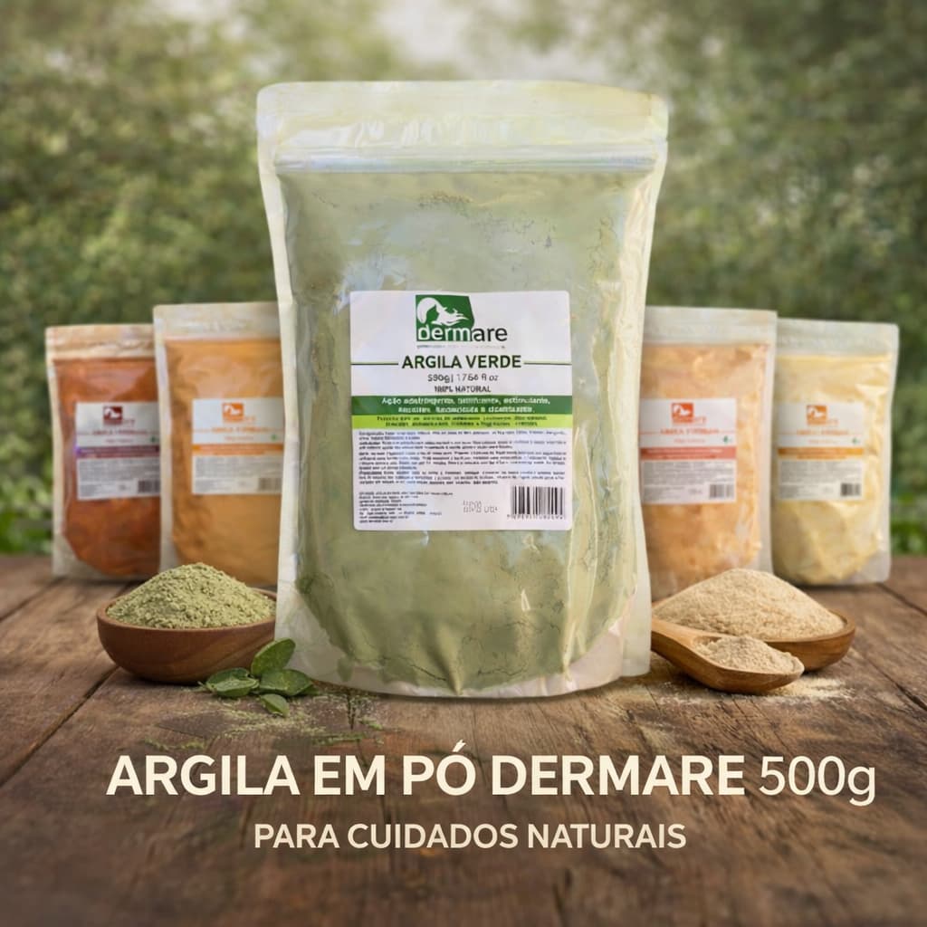 ARGILA em pó pura Dermare 500g Skin care Mascara Facial Argilaterapia