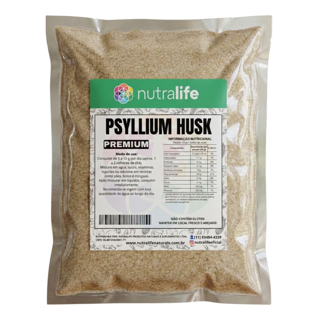 Psyllium Husk 100% Puro Natural – Fibra Solúvel – Saúde e Saciedade – Granel 100g