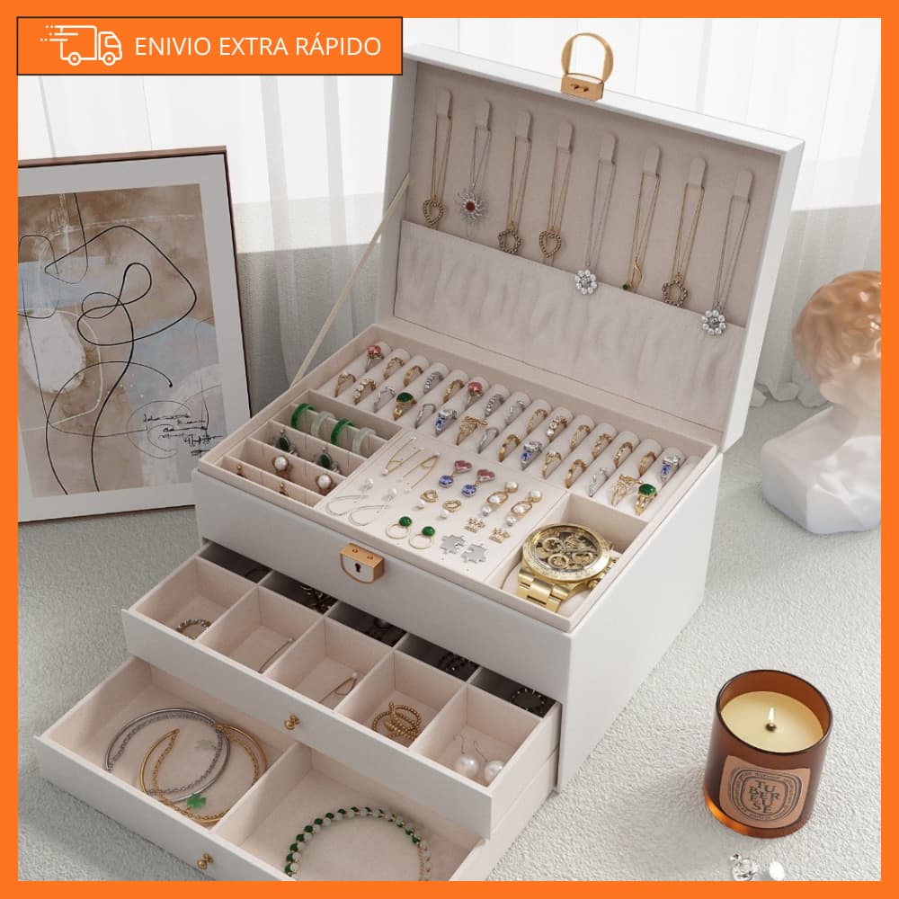 Caixa de Joias Multifuncional Veludo com Divisórias/ Com ou Sem Chave