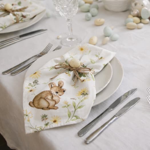 Kit Guardanapo de Tecido Páscoa Microfibra 4|6|8|10 unidades Decoração Mesa Posta Coelho da Páscoa