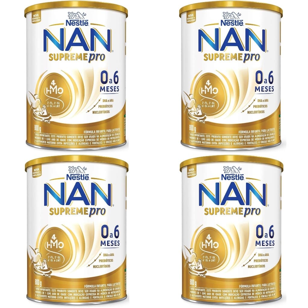 Kit 4 Latas NAN SUPREME 0 a 6 Meses 800g cada (AMARELO) EQ.1