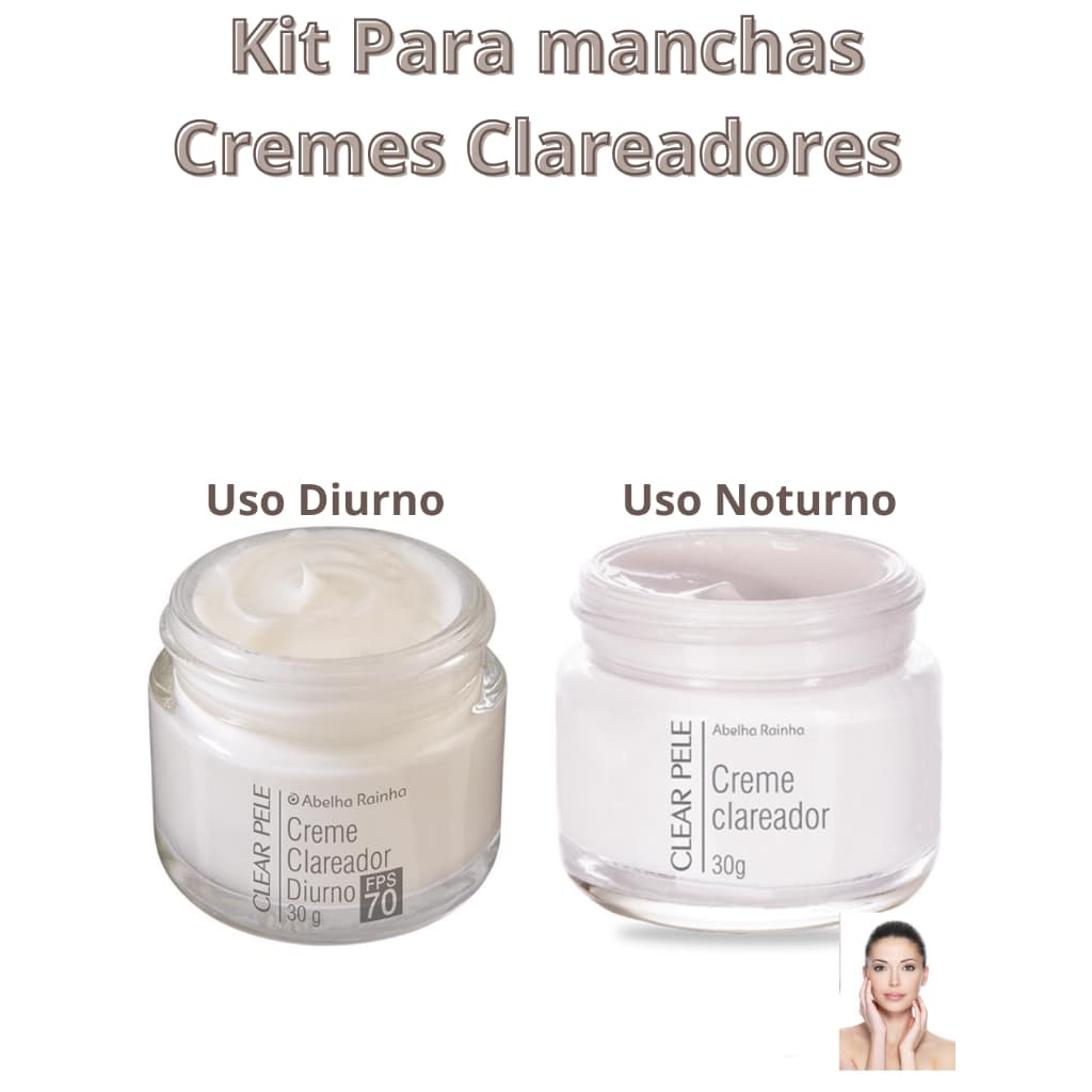 Kit Facial Dia e Noite Abelha Rainha Clareador Clear Pele Com FPS 70