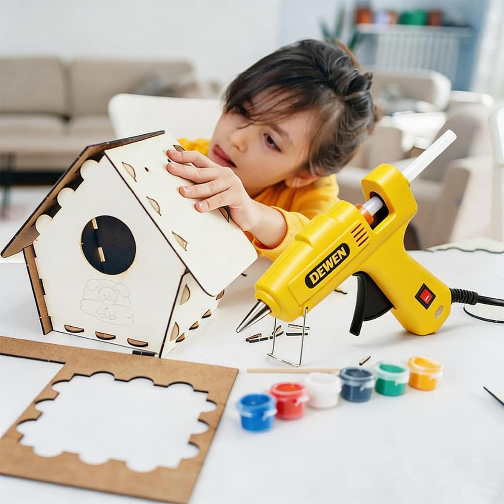 Pistola de Cola Quente Bico Fino Profissional Não Pinga 120W + 10 Bastões Botão 110V/220V - Ferramenta Ideal para Artesa