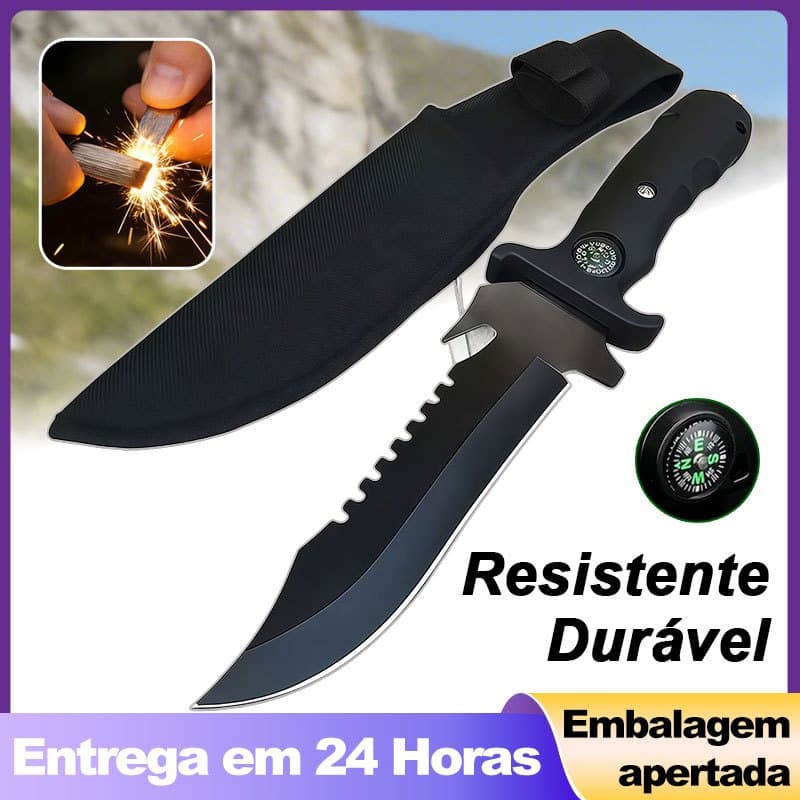 Faca Tática Militar Com Bainha Para Caça, Pesca e Sobrevivência ao Ar Livre