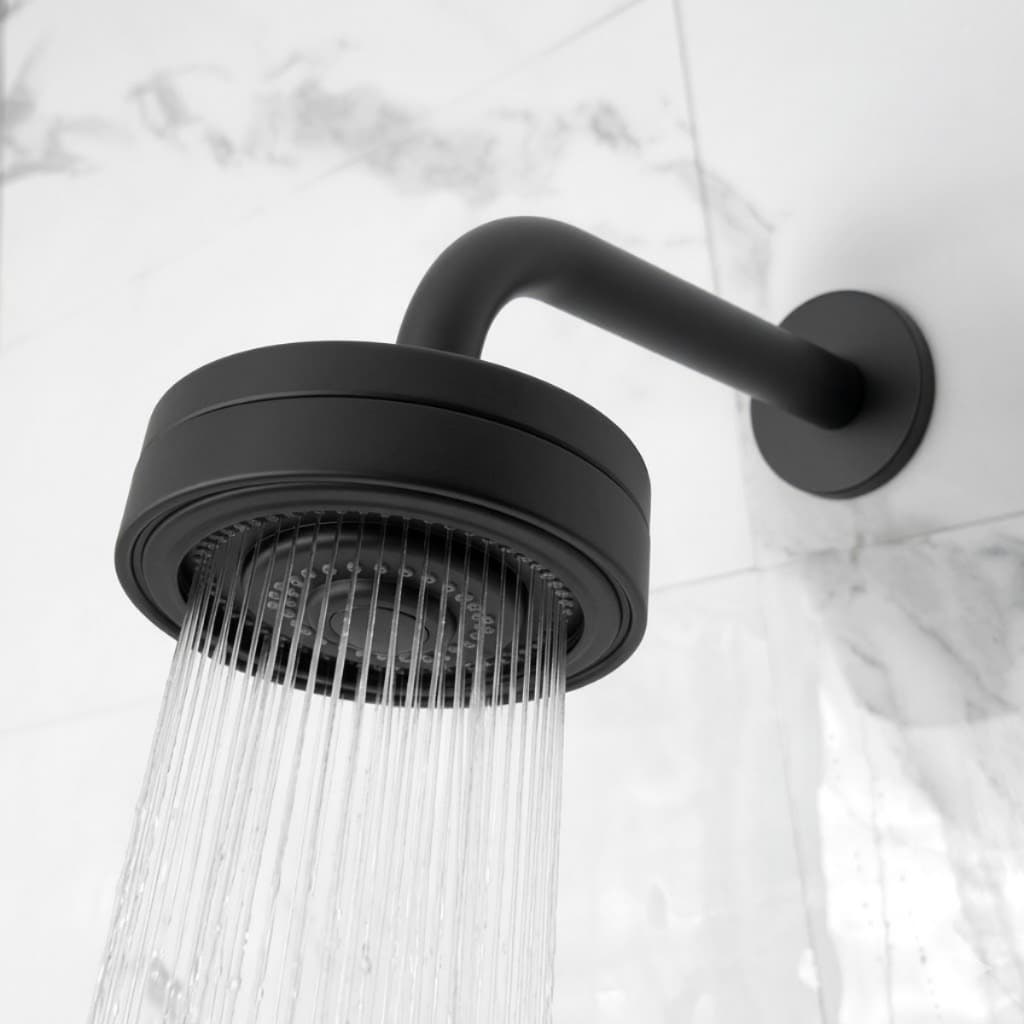 Ducha Autolimpante Articulável Redondo Preto Black De Parede Para Aquecedor Solar E Gás