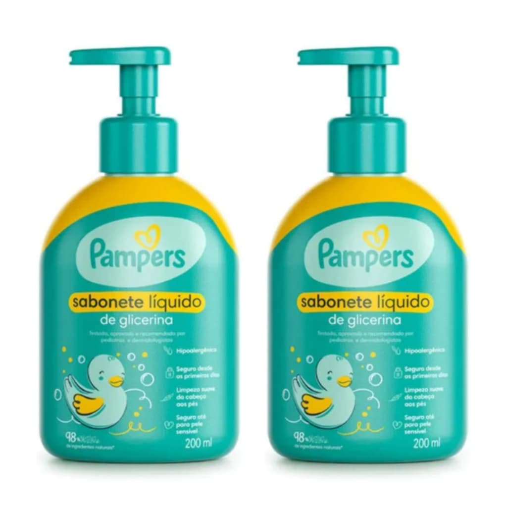 Kit 2 Sabonete Líquido de Glicerina Pampers 200ml