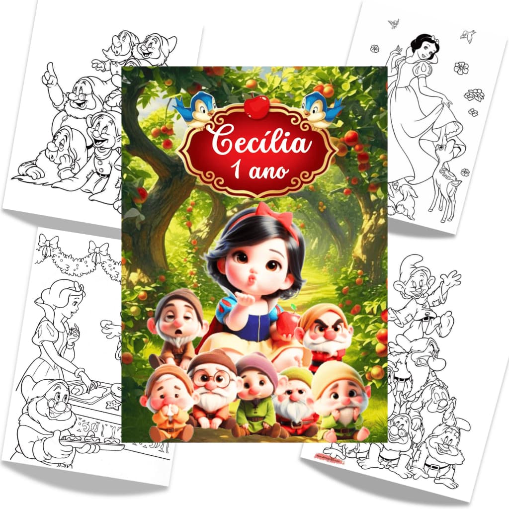 Livrinho de Colorir Branca de Neve Baby Tam 10x15 - Personalizado Lembrancinha