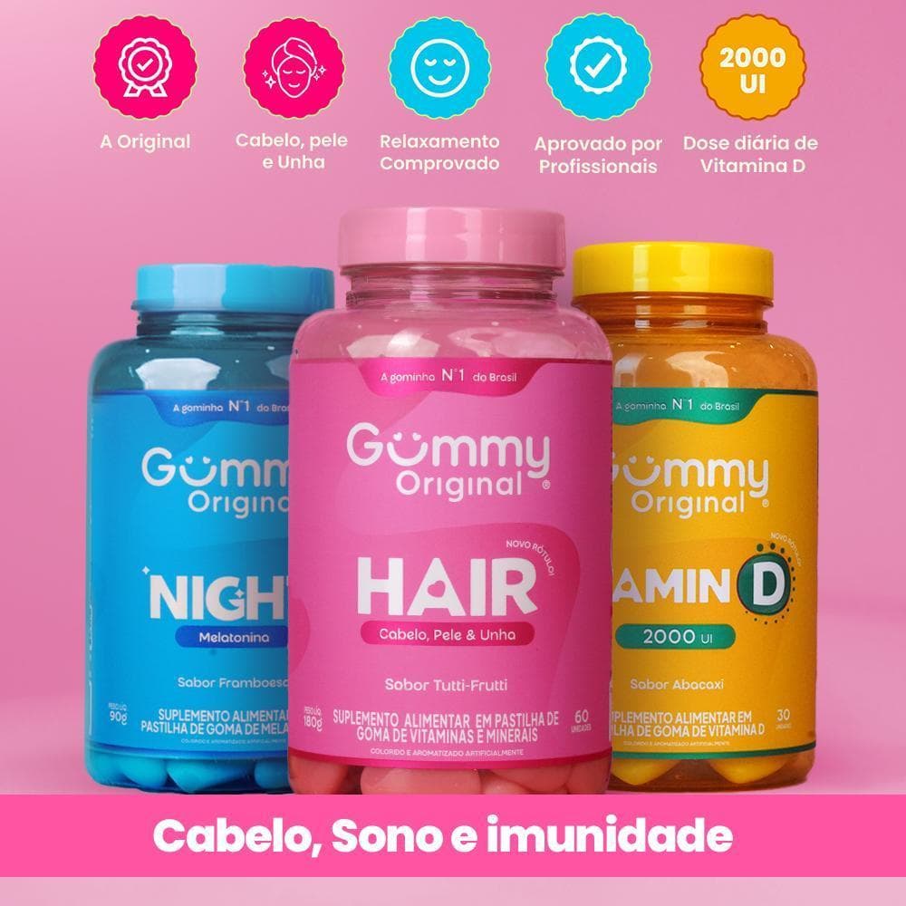 Kit 3 Gummy Original Night + Hair + Vitamina D