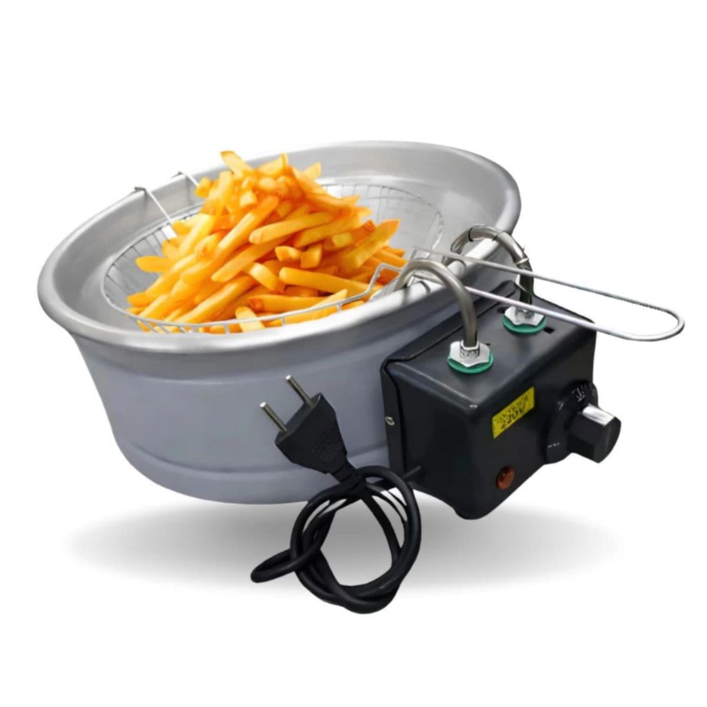 Fritadeira Industrial Elétrica 5L Tacho Redonda Para Salgados Pastel Batata Fácil e Prática