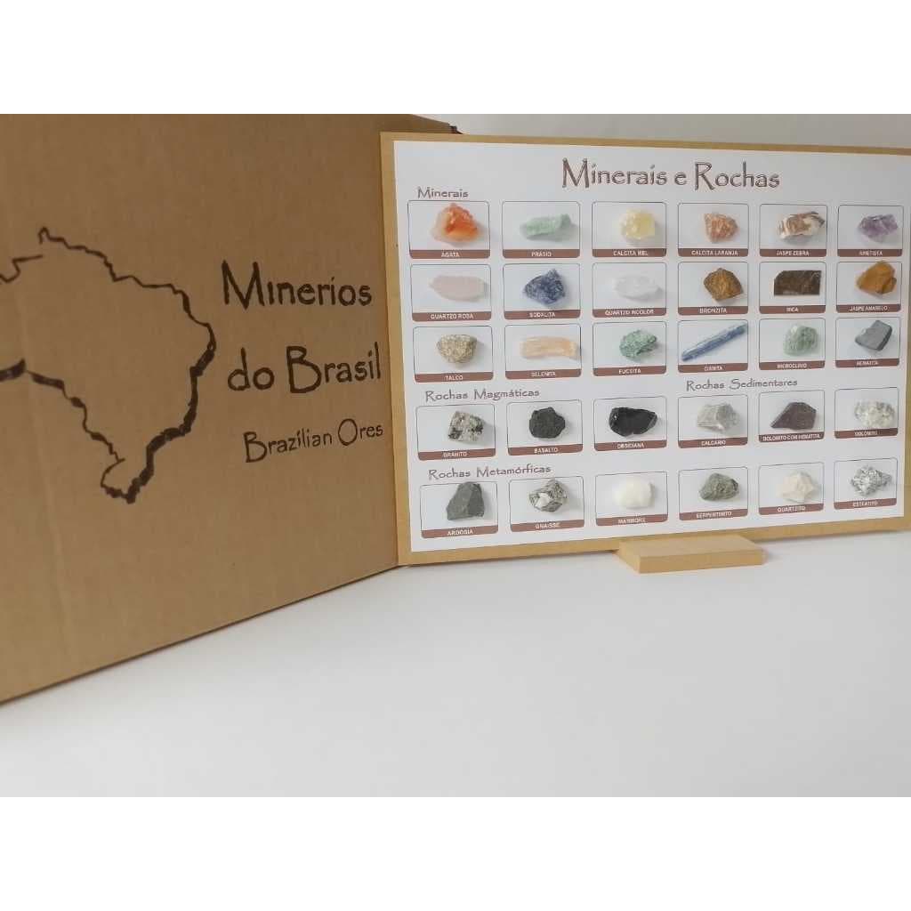 Coleção Minerais e Rochas Quadro 30 Amostras