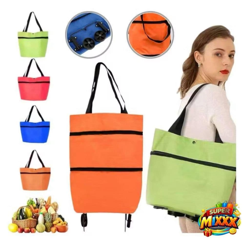 Carrinho De Feira Dobrável Supermercado Sacola Bolsa de Compras Com Rodinhas e Alça CS-12-XH