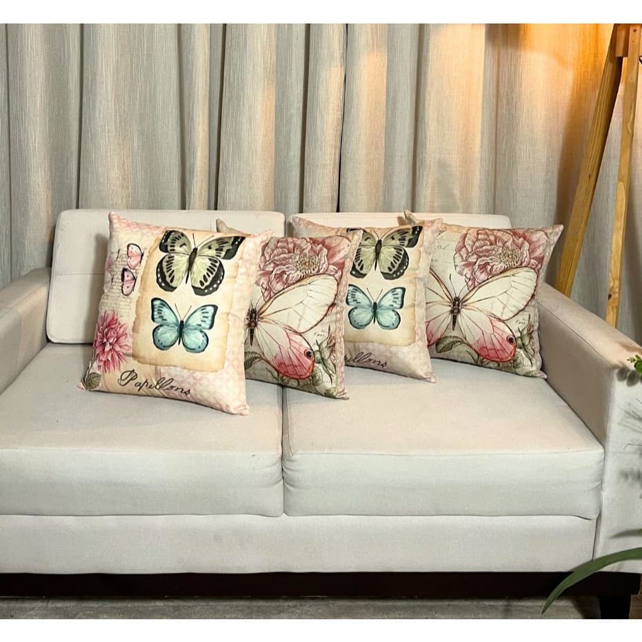 Kit 4 Capas de Almofadas Estampada Suede Decorativas com Zíper 40x40cm