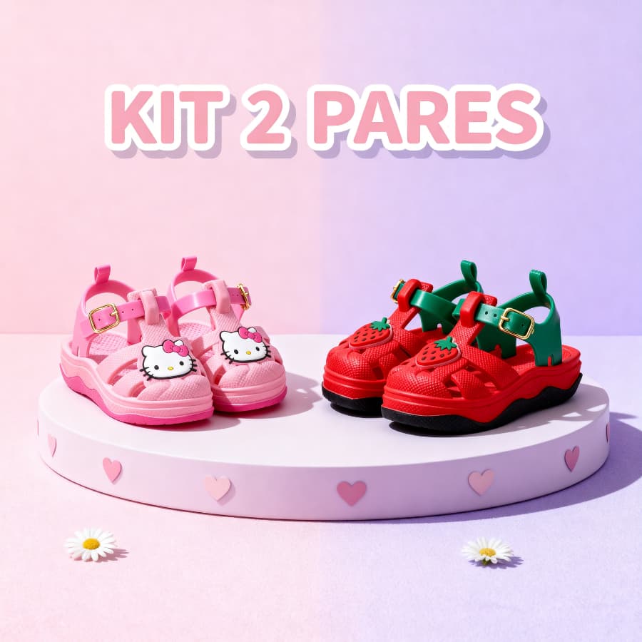 Kit 2 Pares Sandália Menina Papete Confortável Para Caminhada