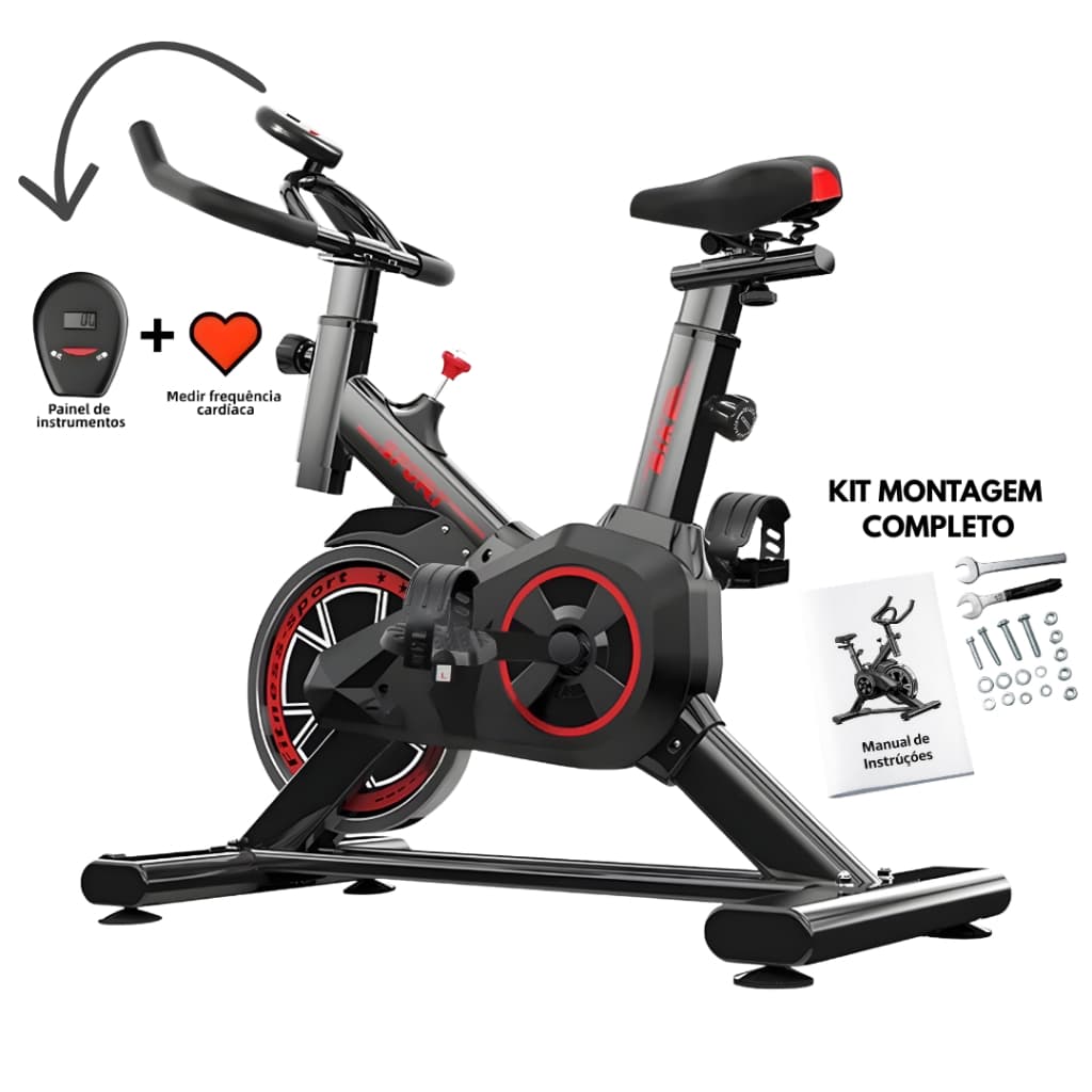 Bicicleta Bike Ergométrica Exercício Spinning Academia Ajuste Carga Cardio Resistente Monitor 120kg