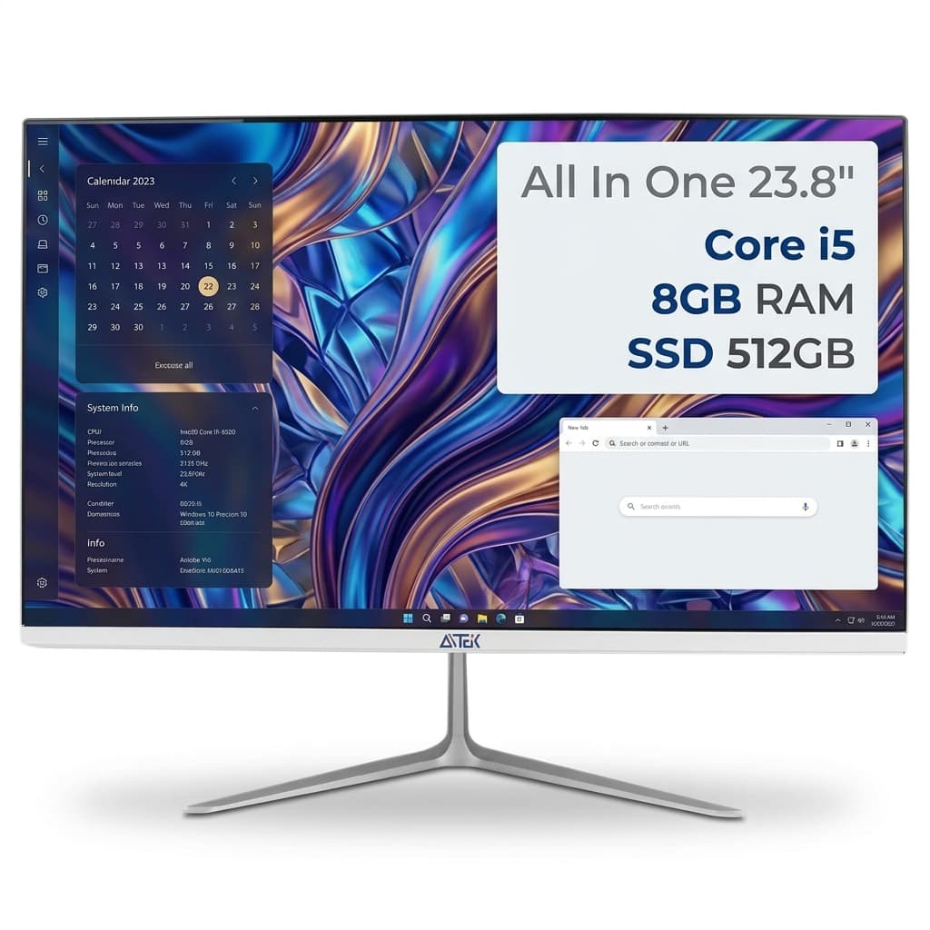 Computador All In One i5 8GB RAM SSD 512GB Tela 23.8 Full HD IPS WiFi PC  Home Office Trabalho