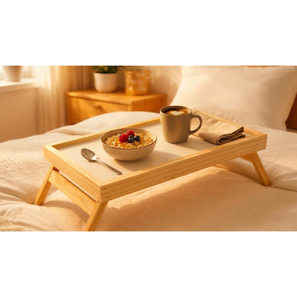 Bandeja Café da Manhã na Cama com Pés Dobráveis | Mesa Portátil para Notebook Celular Multiuso
