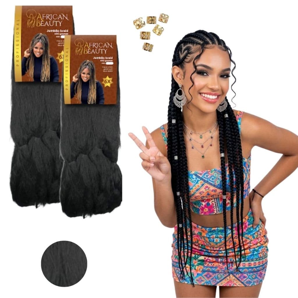Kit 2 Jumbos African Beauty 400G Tranças e Crochet Braids