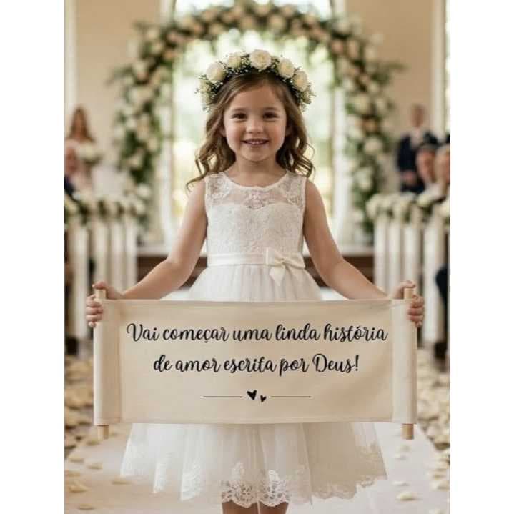 Faixa para casamento daminha/pajem "Vai começar uma linda história de amor escrita por Deus"