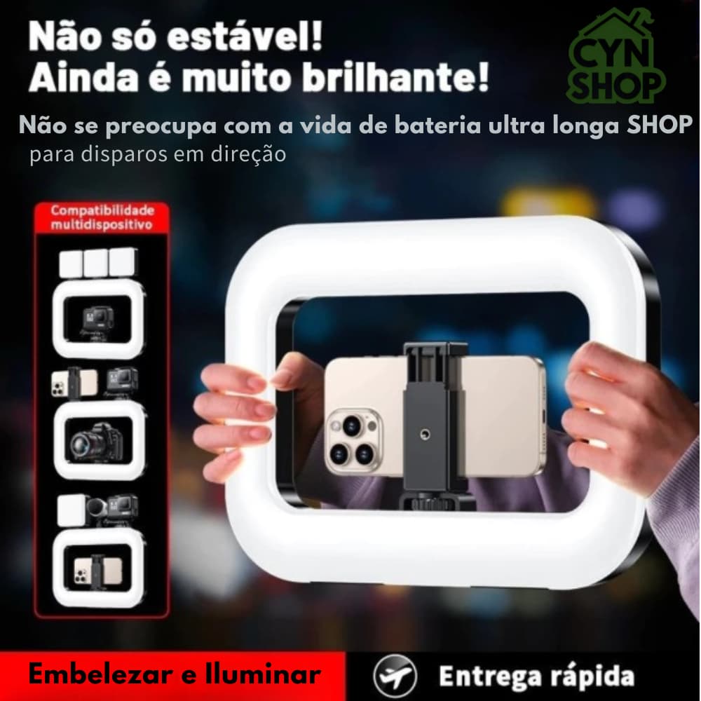 RGB Anel de Luz LED Recarregável 240 LEDs 3 Cores 12 Níveis com Controle Bluetooth