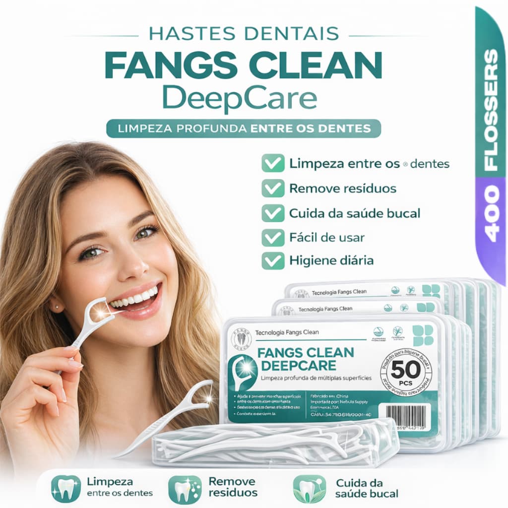 Kit Fio Dental Com Haste Suporte Plástico Palitos Interdental Fácil de Usar Limpeza Profunda Kit 50/100/200/400 unidades