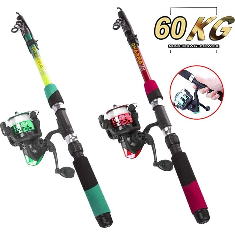 Kit 2 Barato Vara De Pescar +Molinete De Pesca Max Arraste 10kg 1.8M Resistente E Durável
