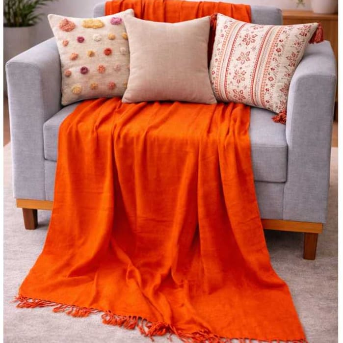 Manta Luxuosa Para Sofá Moderno, Conforto e Decoração 210x120 Costura Reforçada Tecido 100% Algodão