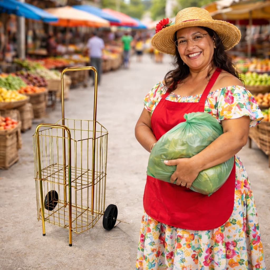 Carrinho de Feira Dobravel Reforçado Multifuncional Ideal Para Mercado Atacadão Açougues