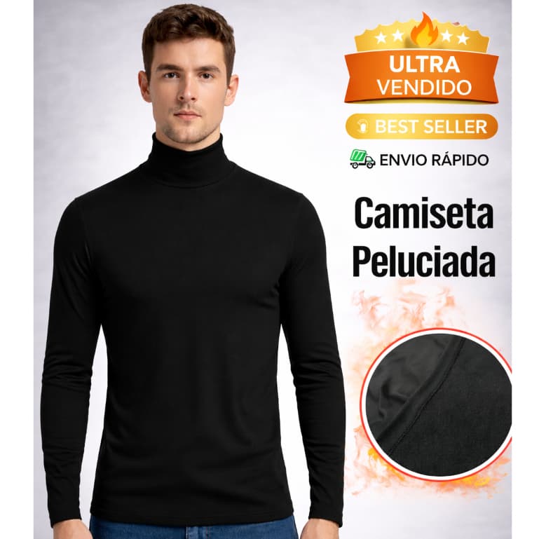 Camiseta Térmica Masculina Gola Alta Forro Peluciado Segunda Pele Proteção no Frio Tecido Macio