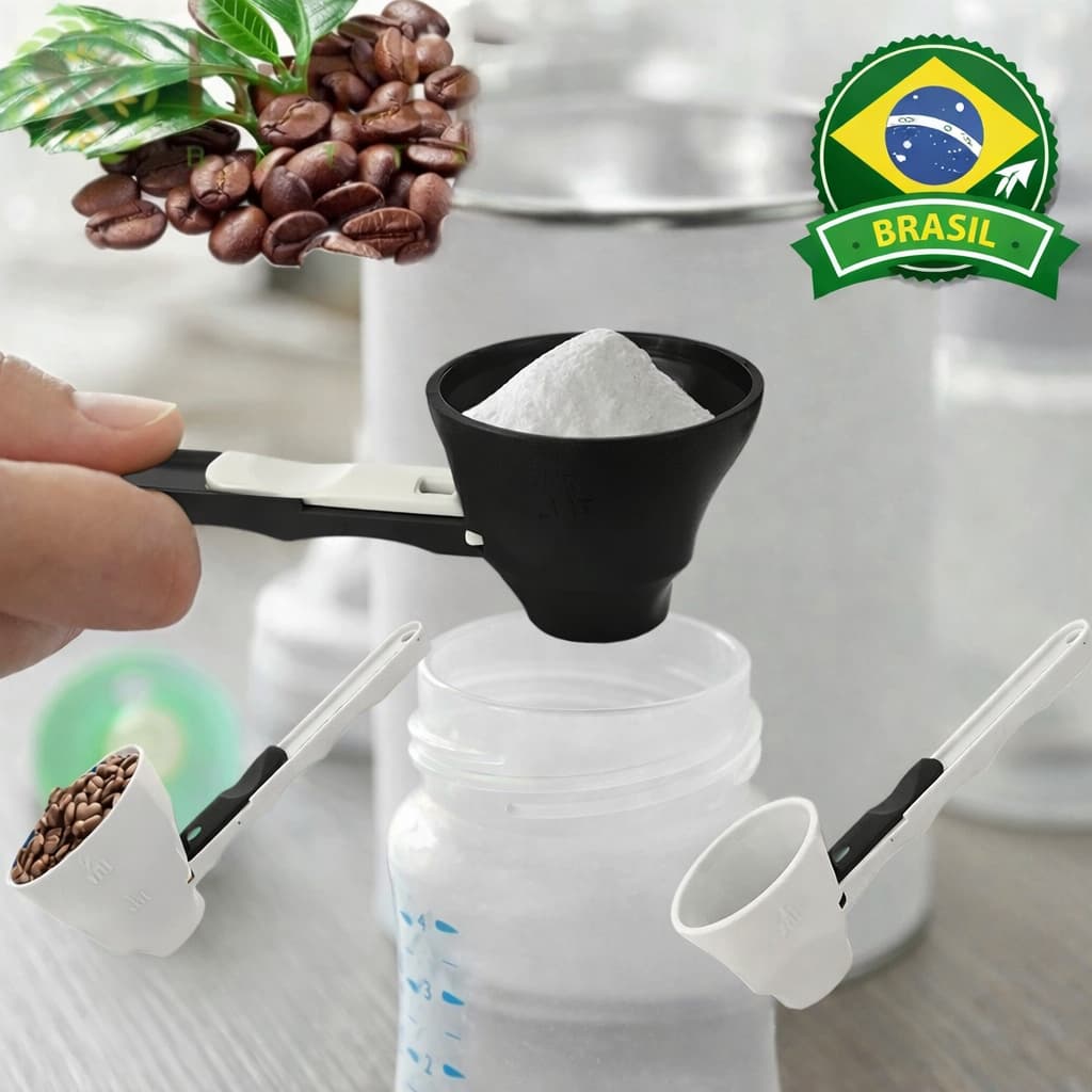 Colher Dosadora Deslizante Ajustável Scoop Whey Protein Creatina Leite em Pó Mamadeira Funil Medidor