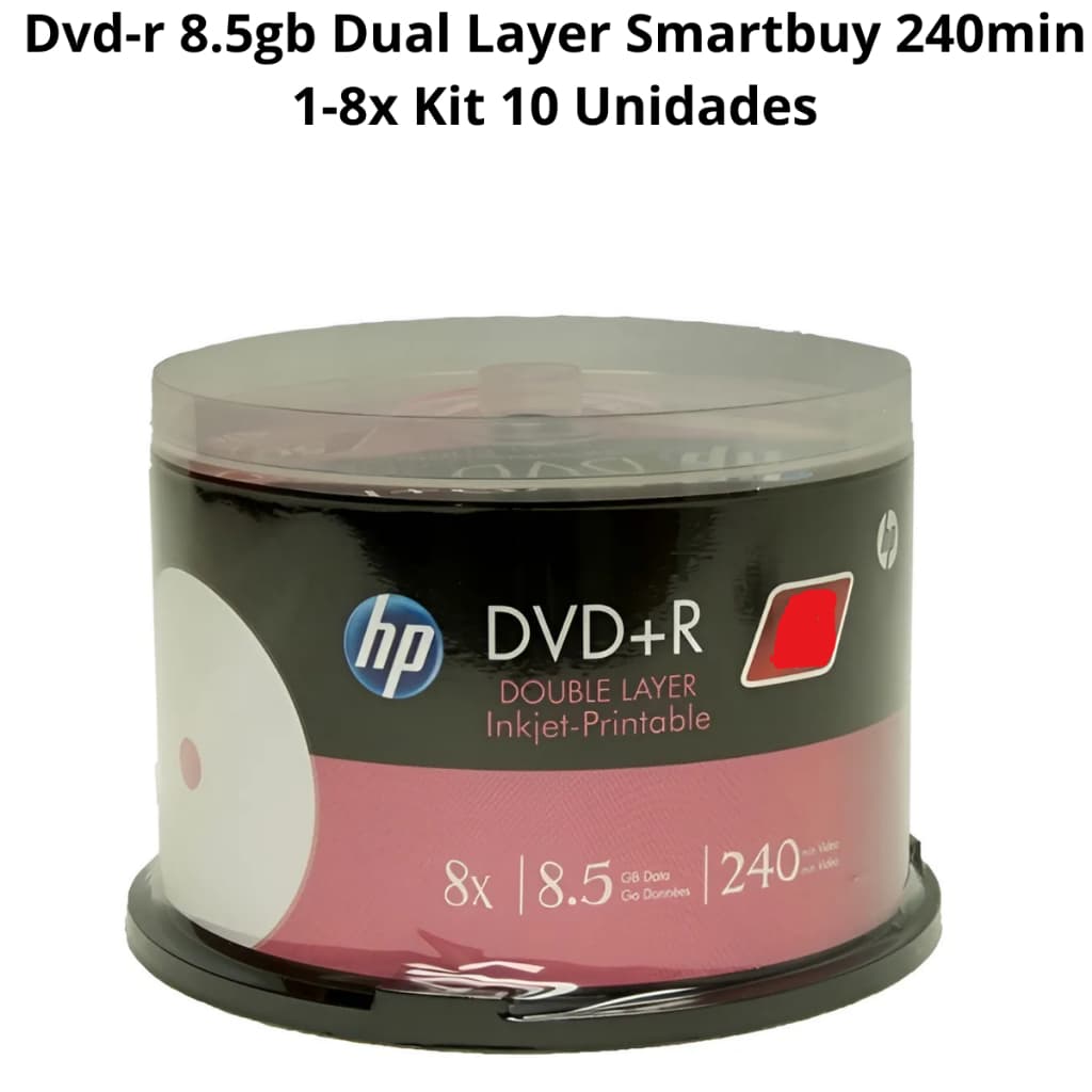 Dvd-r 8.5gb Dual Layer Hp 240min 1-8x Kit 10 Unidades