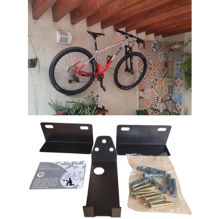 Suporte de Parede Bicicleta Com Furo Para Cadeado Bike de Até 40 Kg Chapa Grossa - PEDAL