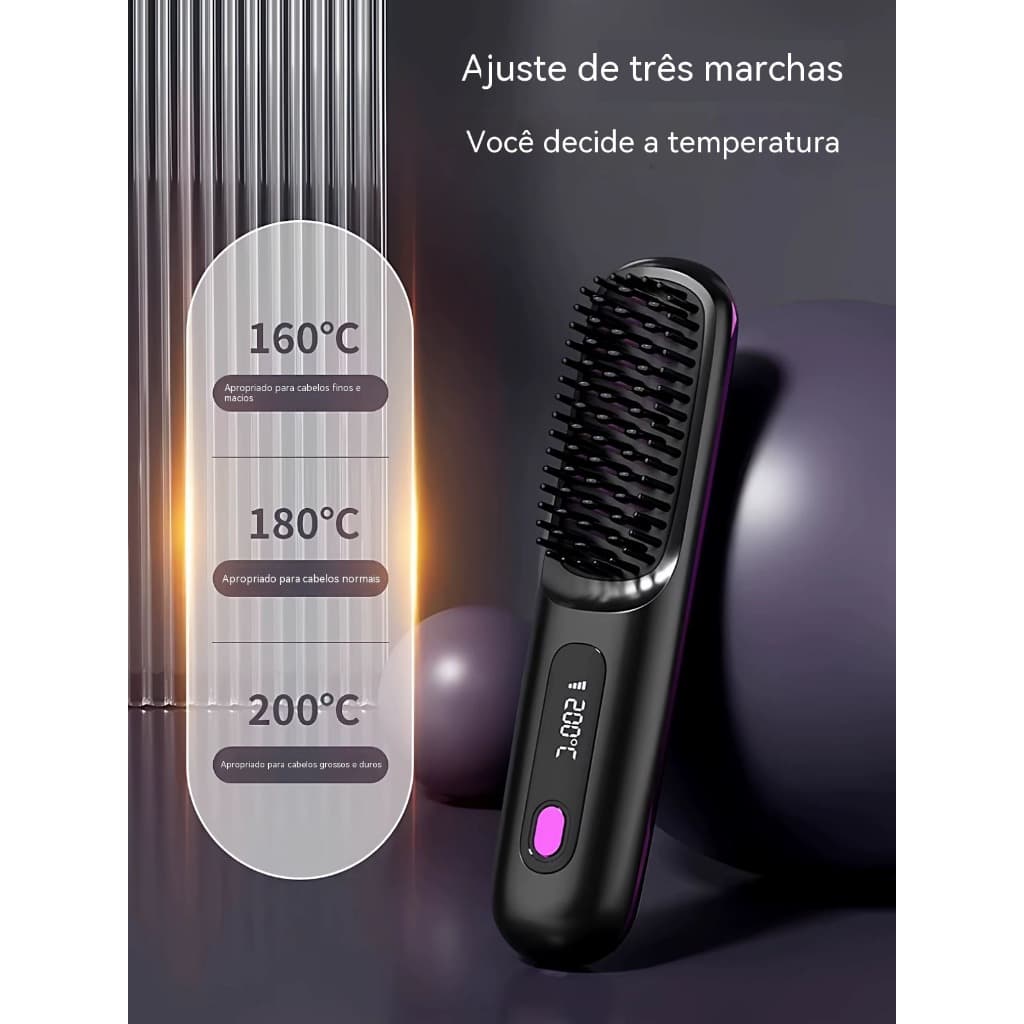 Nova chapinha de cabelo sem fio, com visor digital, recarregável, mini chapinha portátil para viagens, dois em um: alisa