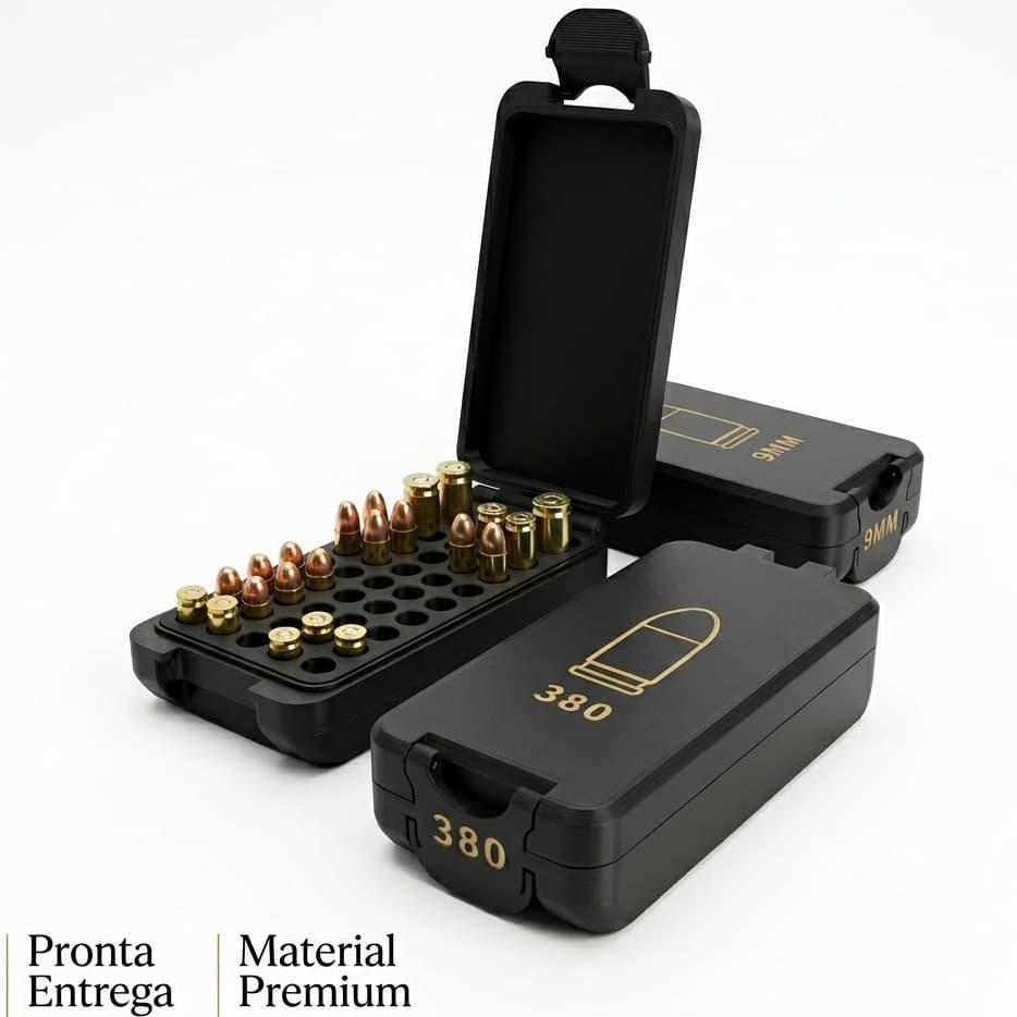 Caixa Estojo 120 Balas Porta Munição .38TPC / .22LR / 12GA / 9mm / 22 WMR + VÁRIOS MODELOS Armazenamento