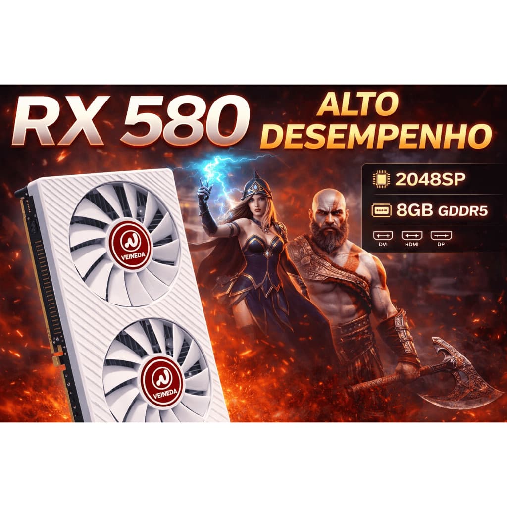 Placa de video AMD RX 580 8gb 2048sp (NOVA)