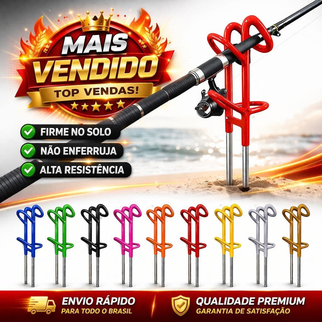 Suporte Piratamba Emborrachado para Vara de Pesca com Tampa Protetora Reforçada