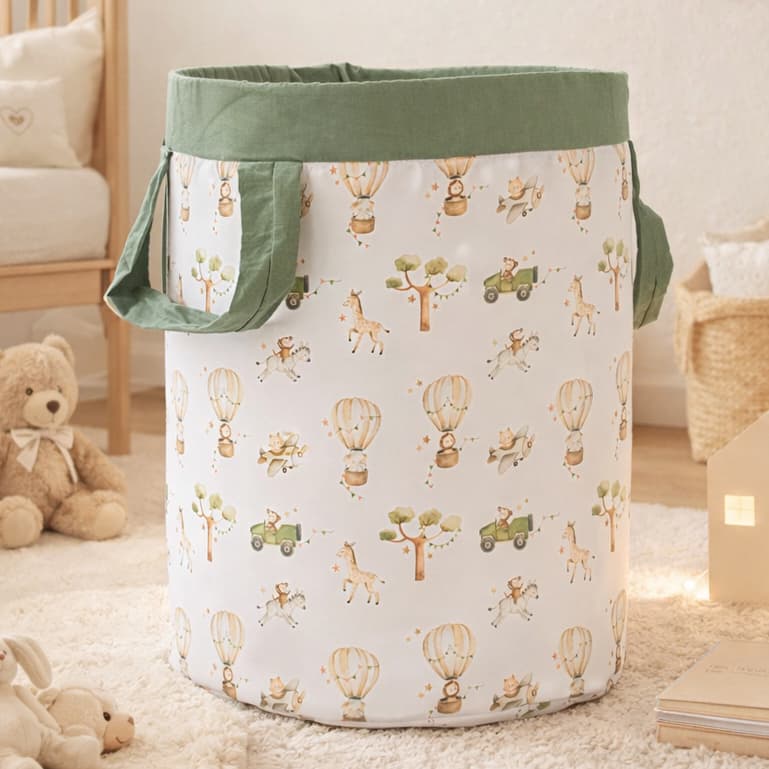 Cesto Organizador de Brinquedos e Roupas infantil Menino Menina Algodão Varias Estampas 35Cm