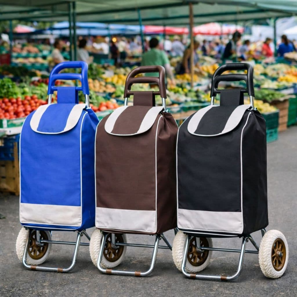 Carrinho de Compras Feira Dobrável Reforçado 30kg Roda Grandes Bolsa Impermeável Supermercado